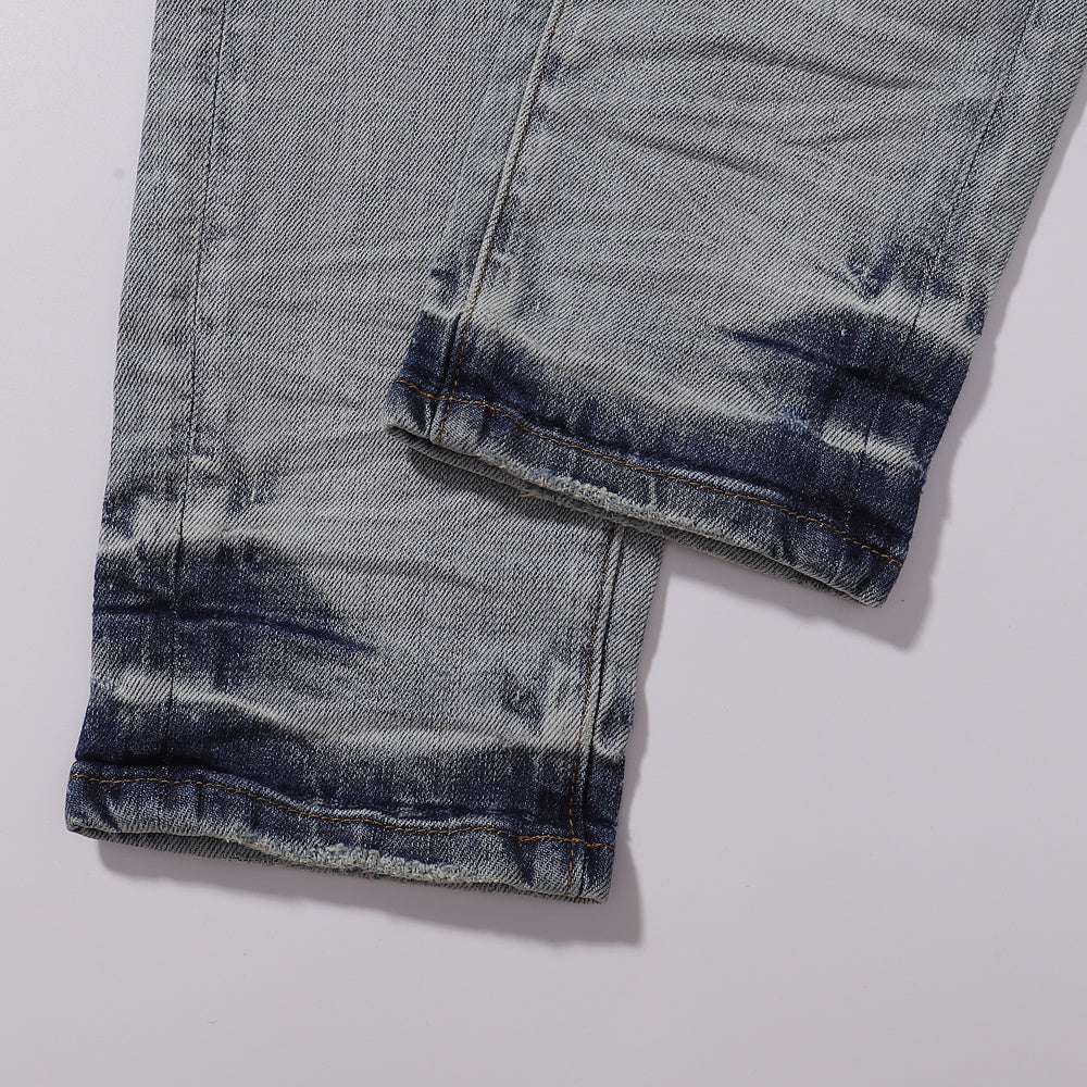 Purple‑Brand Light Vintage Gradient Hem Straight Leg Jeans