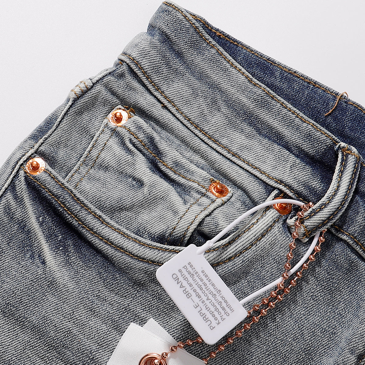 Purple‑Brand Light Washed Multi‑Scratch Patch Distressed Straight Leg Jeans