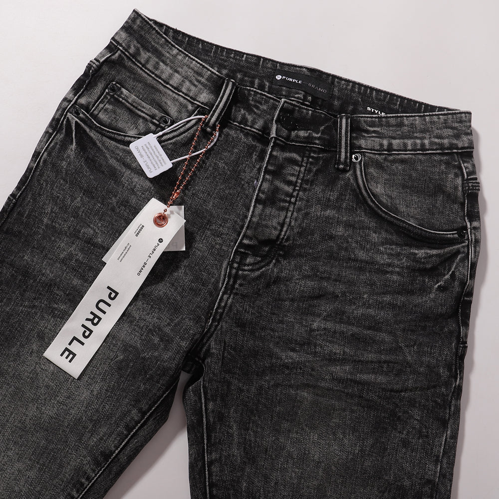 Purple‑Brand Black Acid Wash Straight Denim Jeans