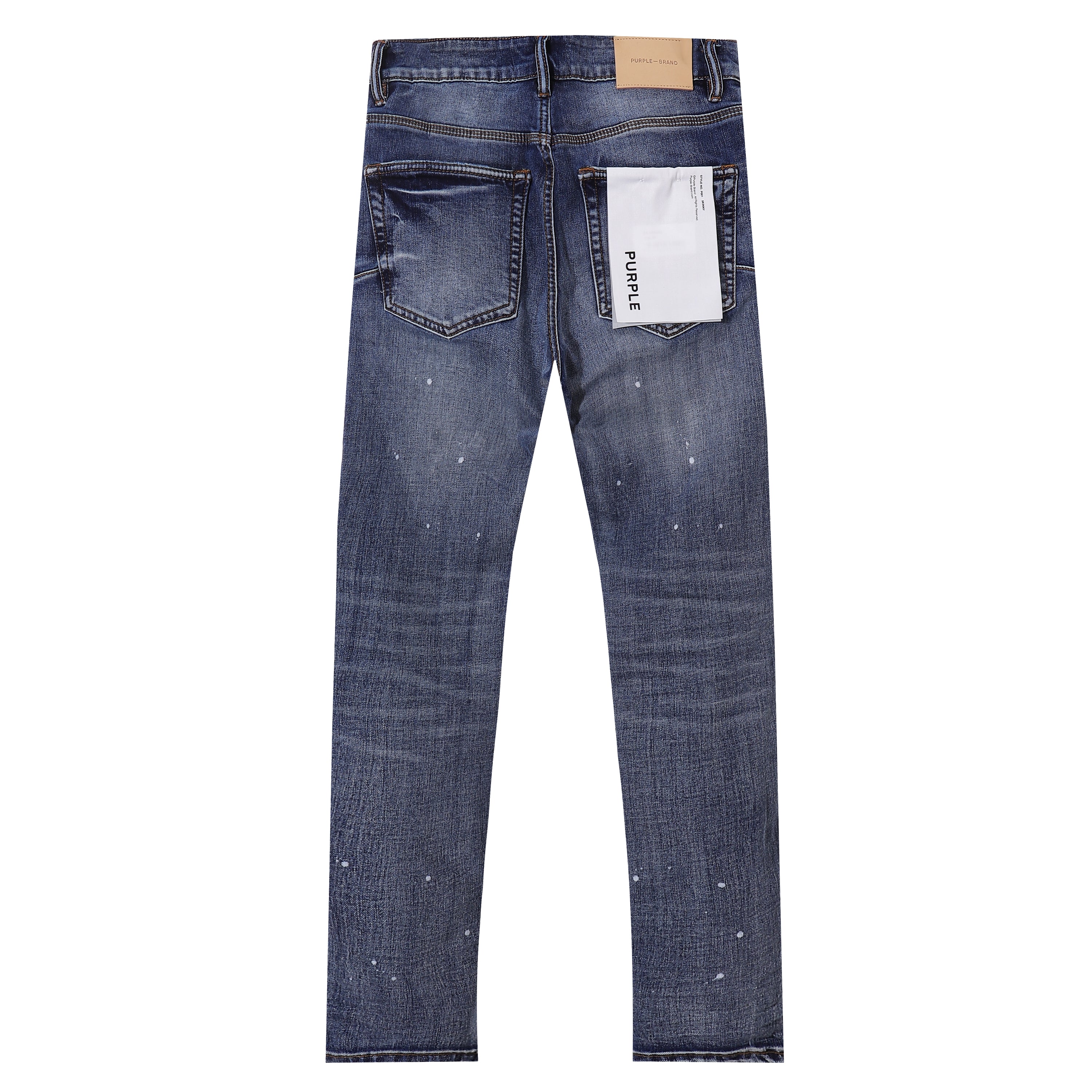 Purple‑Brand Dark Wash Splatter Paint Ripped Straight Jeans