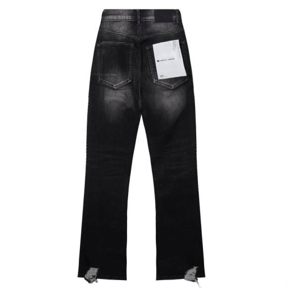 Purple‑Brand Side Rhinestone Studded Flared Denim Jeans Two‑Tone