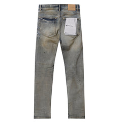 Purple‑Brand Vintage Mud Wash Black Patch Splatter Paint Distressed Straight Leg Jeans