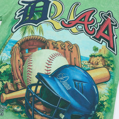 DUAA Vintage Washed Baseball Graphic Green T-Shirt