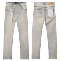 Purple‑Brand Bleach Wash Embossed Monogram Straight Jeans