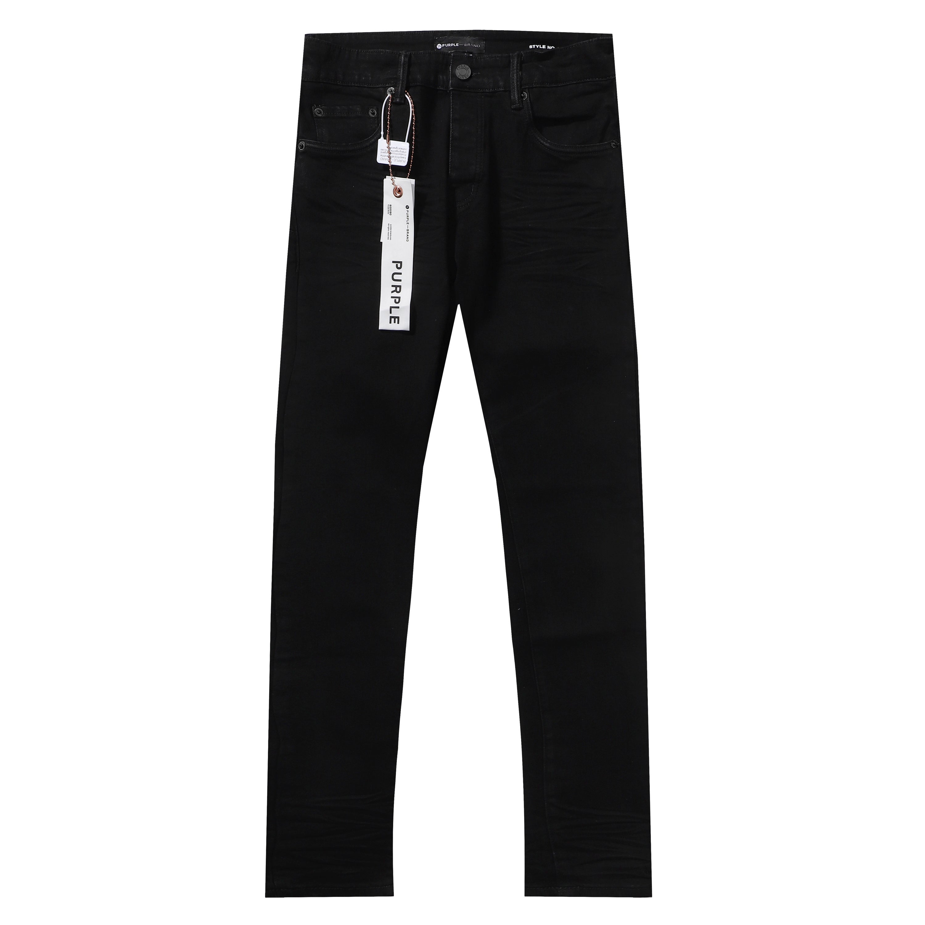 Purple‑Brand Solid Black Clean Straight Leg Denim Jeans