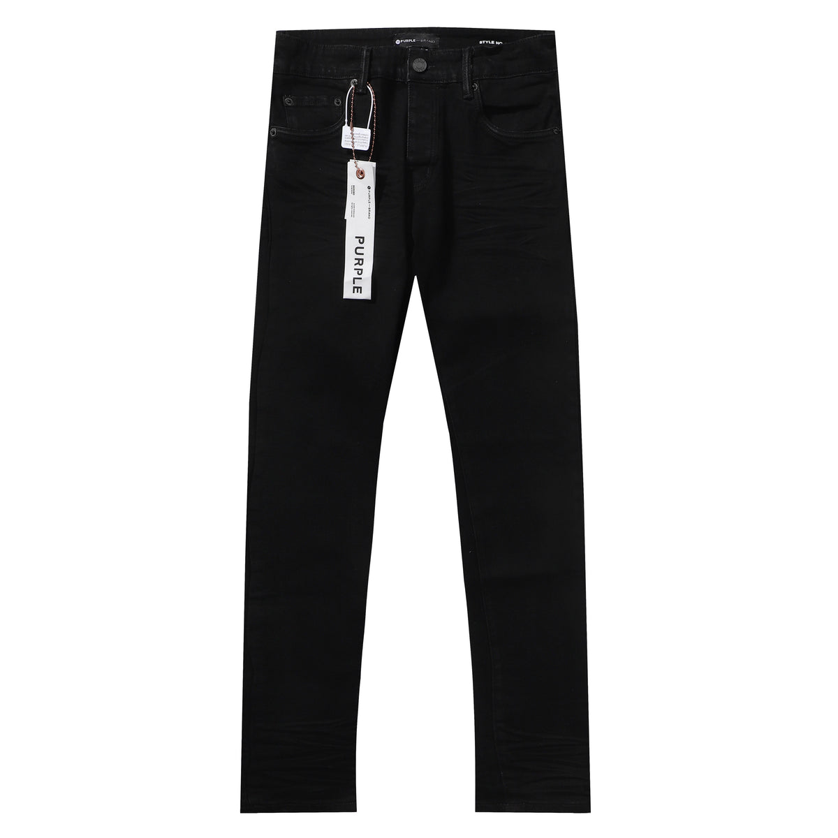 Purple‑Brand Solid Black Clean Straight Leg Denim Jeans