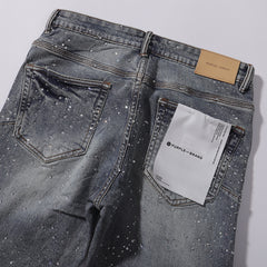 Purple‑Brand Full Rhinestone Embellished Straight Leg Jeans