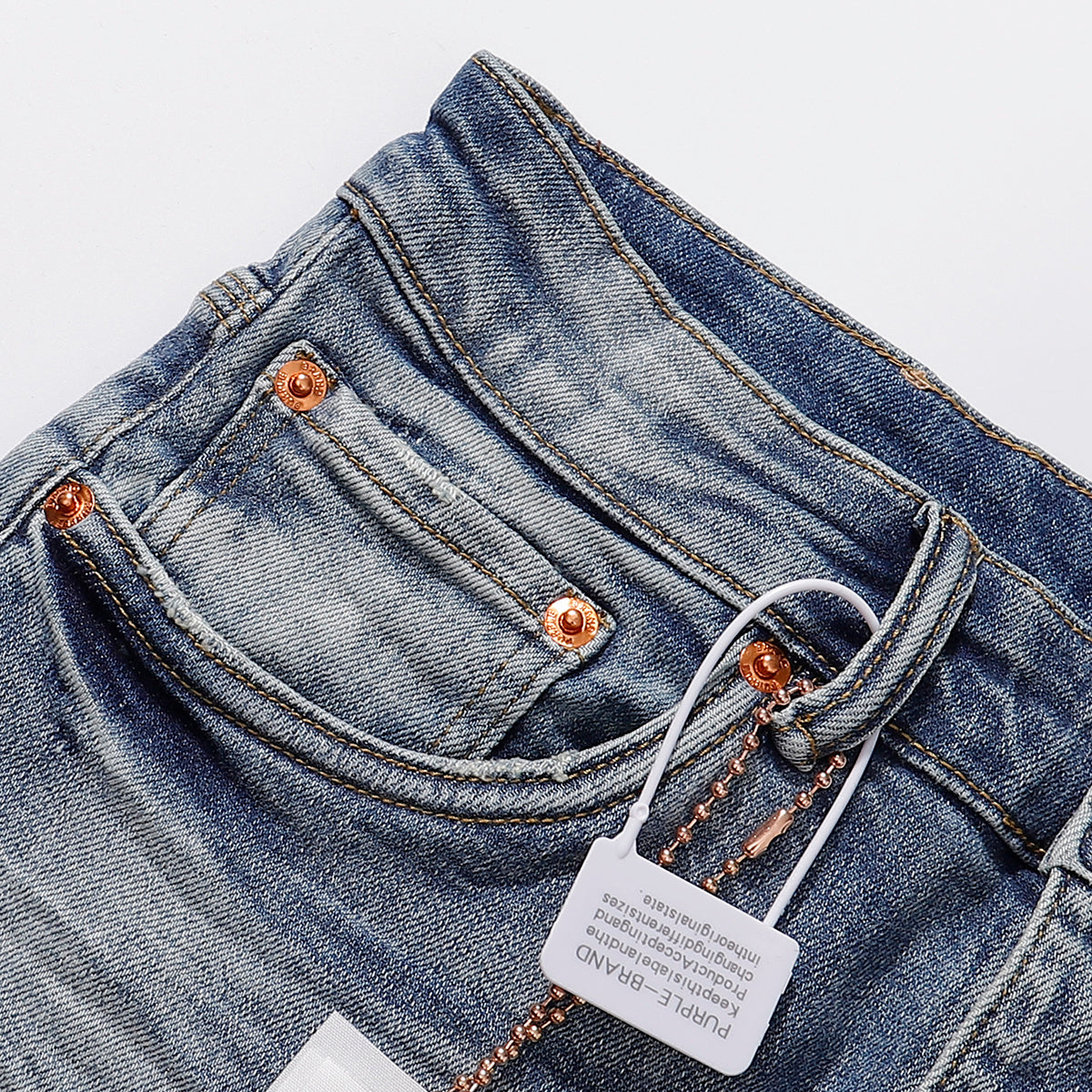 Purple‑Brand Light‑Medium Blue Whisker Faded Straight Leg Jeans