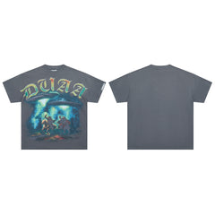 DUAA Cowboy UFO Alien Vintage Grey Washed T-Shirt