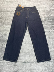 Ksubi Gothic Letter Embroidered Raw Denim Baggy Jeans