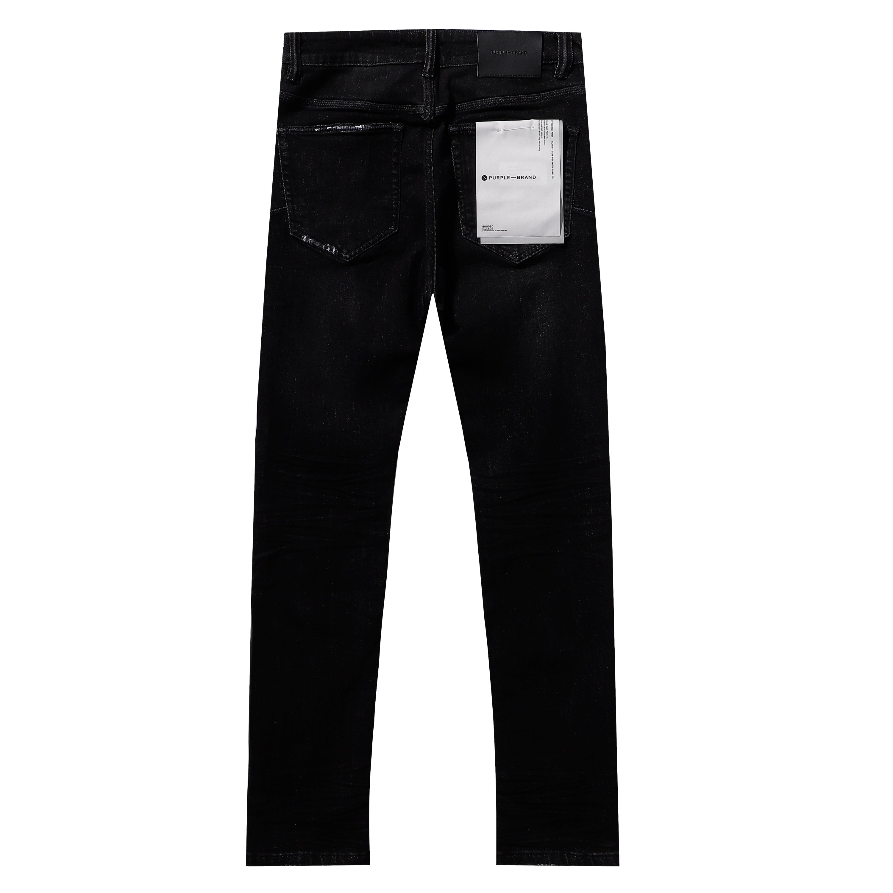 Purple‑Brand Black Wash Frayed Rip Paint Splatter Straight Leg Jeans