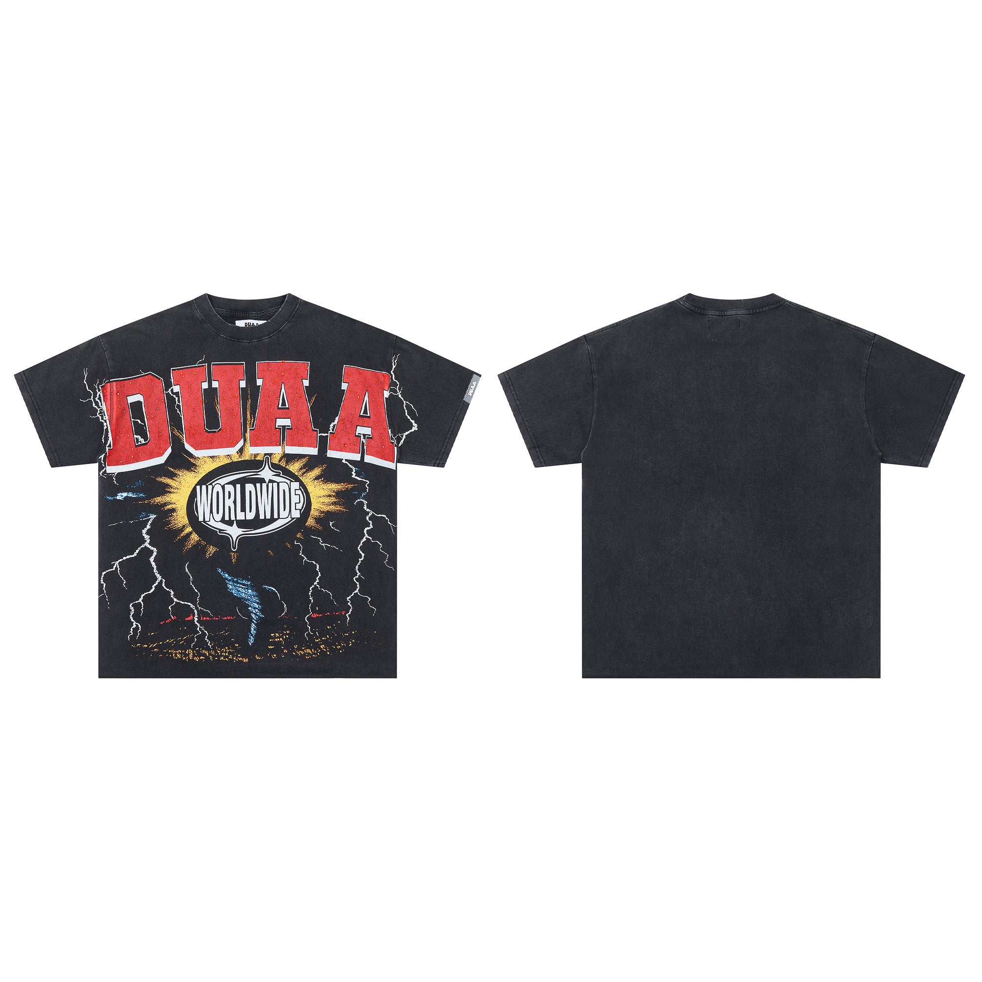 DUAA WORLDWIDE Lightning Vintage Black Washed T-Shirt