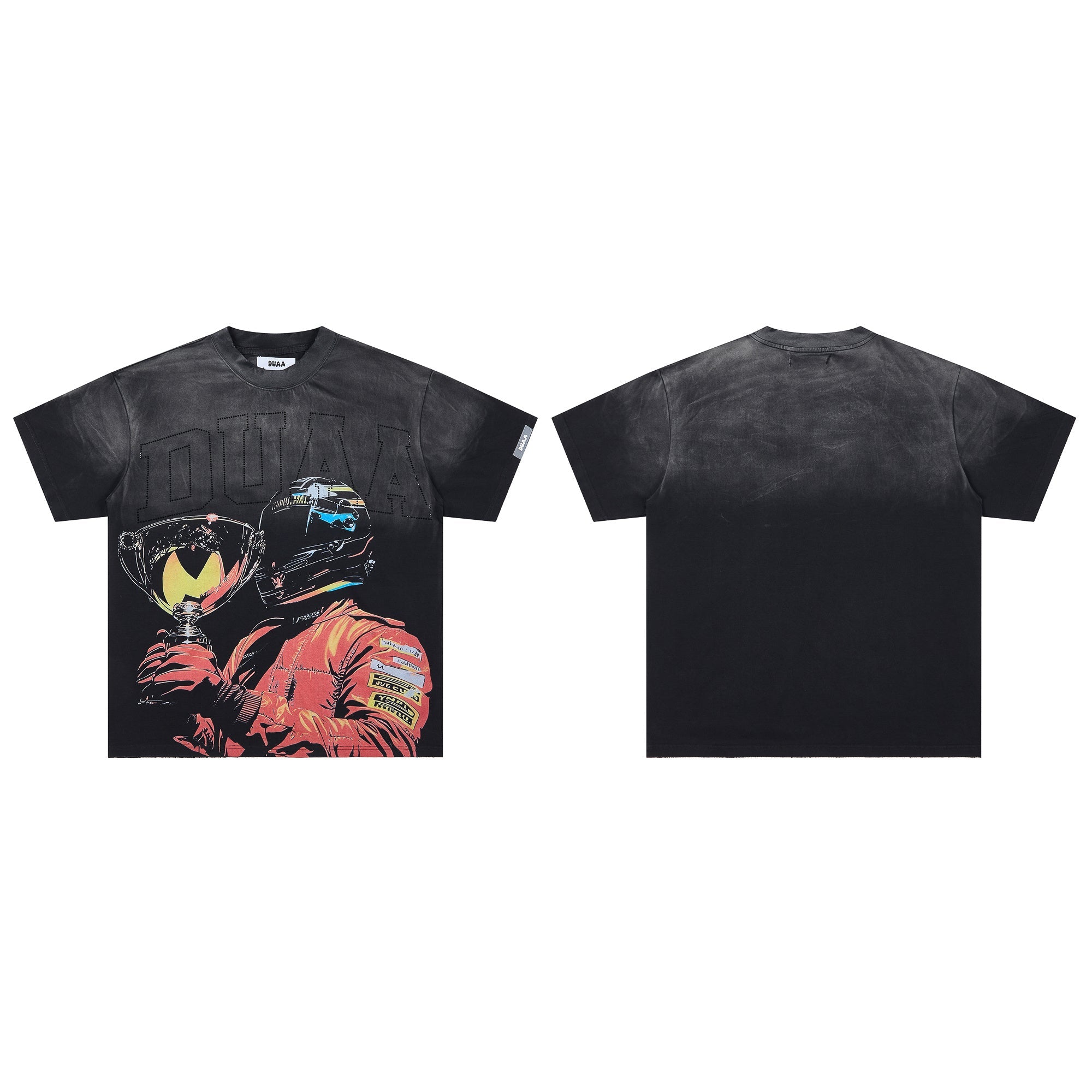 DUAA Racing Champion Trophy Vintage Black Gradient Washed T-Shirt