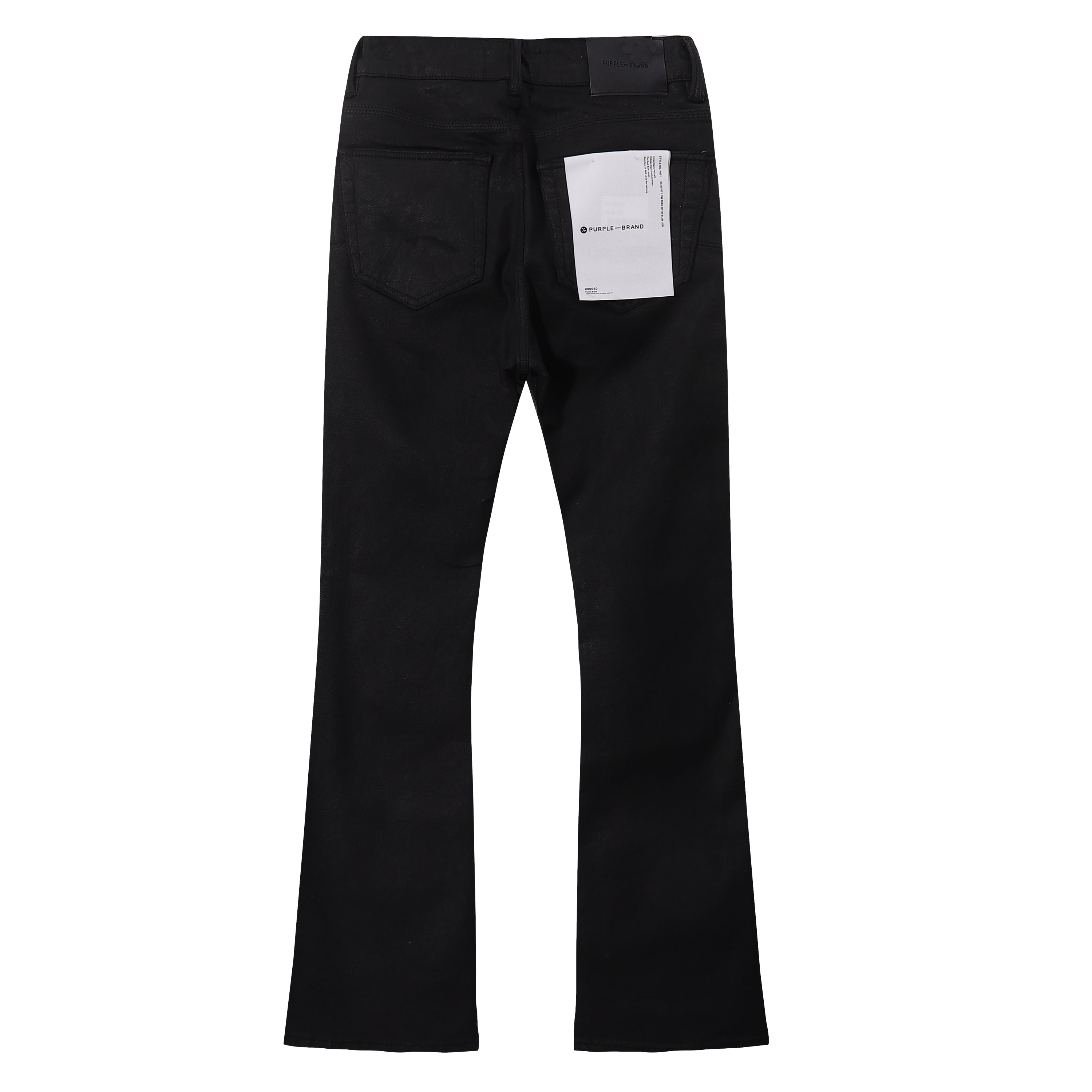 Purple‑Brand Solid Black Coated Flare Leg Jeans
