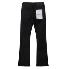 Purple‑Brand Solid Black Coated Flare Leg Jeans