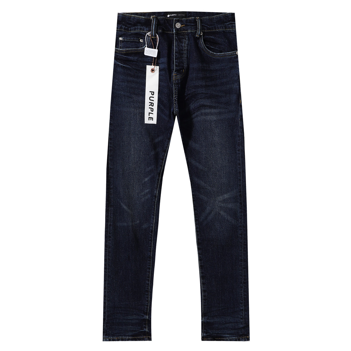 Purple‑Brand Raw Dark Indigo Whisker Straight Leg Jeans