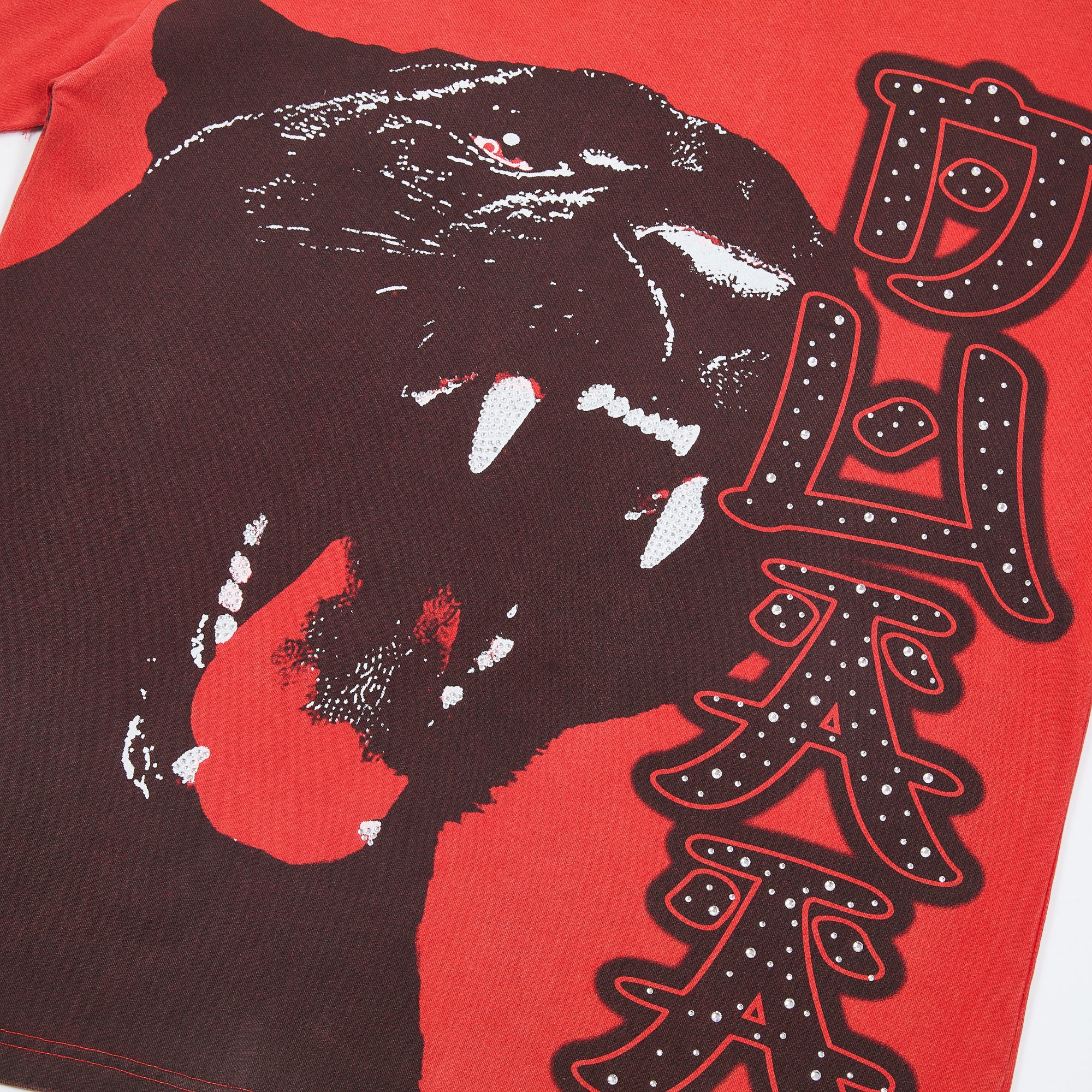 DUAA Roaring Panther Vintage Red Washed Graphic T-Shirt