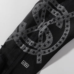 Ksubi Star Circle Logo Print Distressed Black Washed Slim Jeans