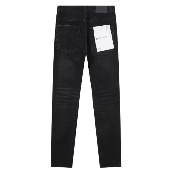 Purple‑Brand Black Faded Whisker Straight Leg Jeans