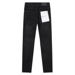 Purple‑Brand Black Faded Whisker Straight Leg Jeans