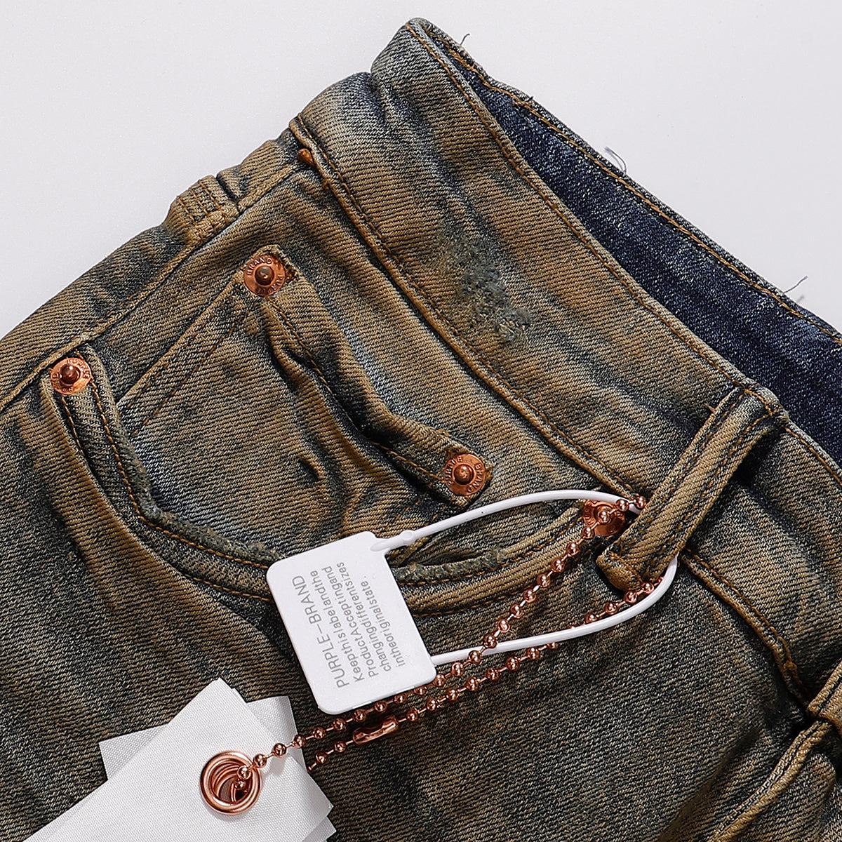 Purple‑Brand Ripped Mud‑Wash Graffiti Print Straight Leg Jeans