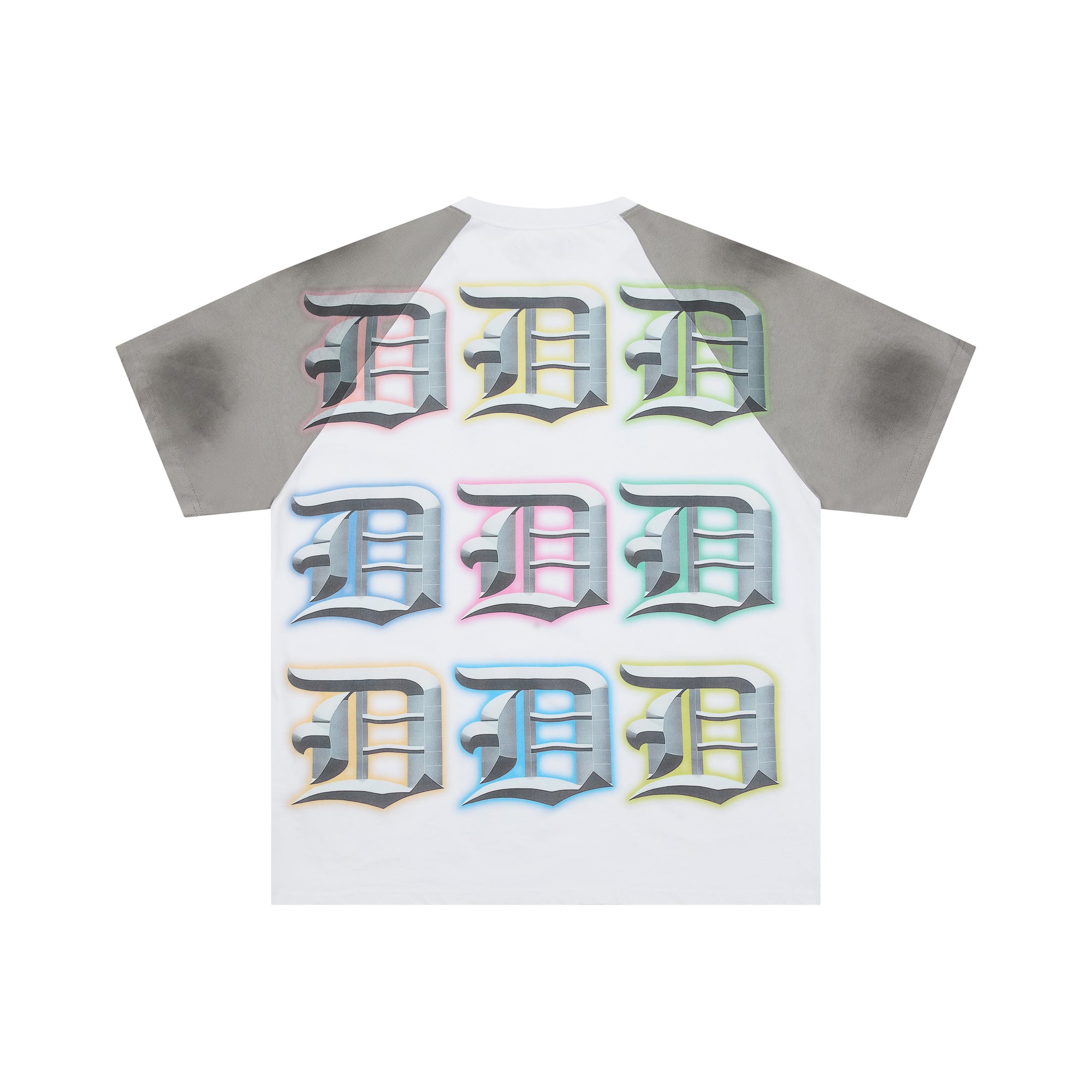 DUAA Multi Color Gothic Letter Raglan Cropped T-Shirt