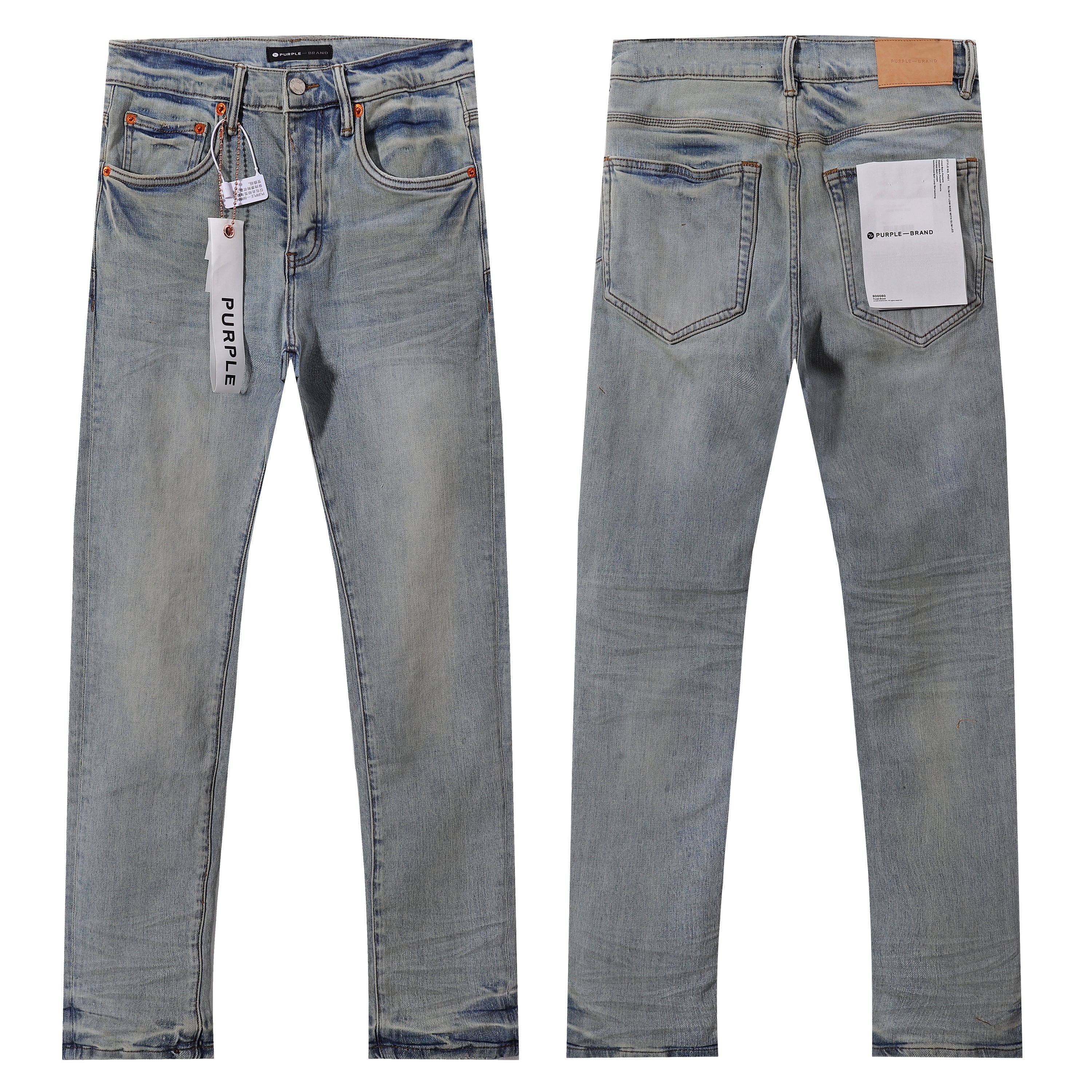 Purple‑Brand Light Vintage Wash Straight Leg Jeans