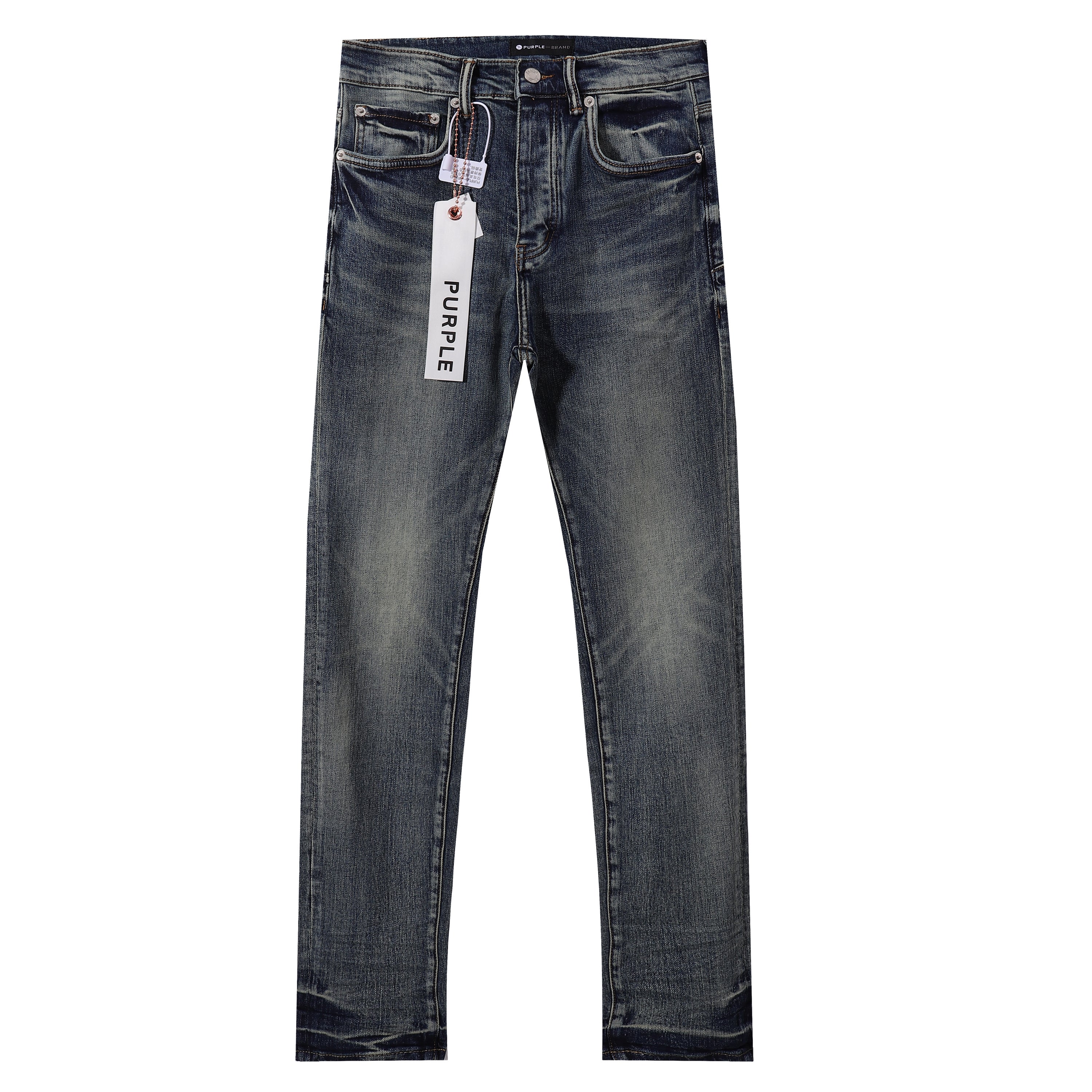 Purple‑Brand Mid‑Tone Vintage Whisker Straight Leg Jeans