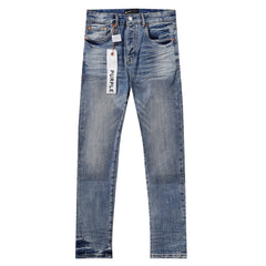 Purple‑Brand Light‑Medium Blue Whisker Faded Straight Leg Jeans
