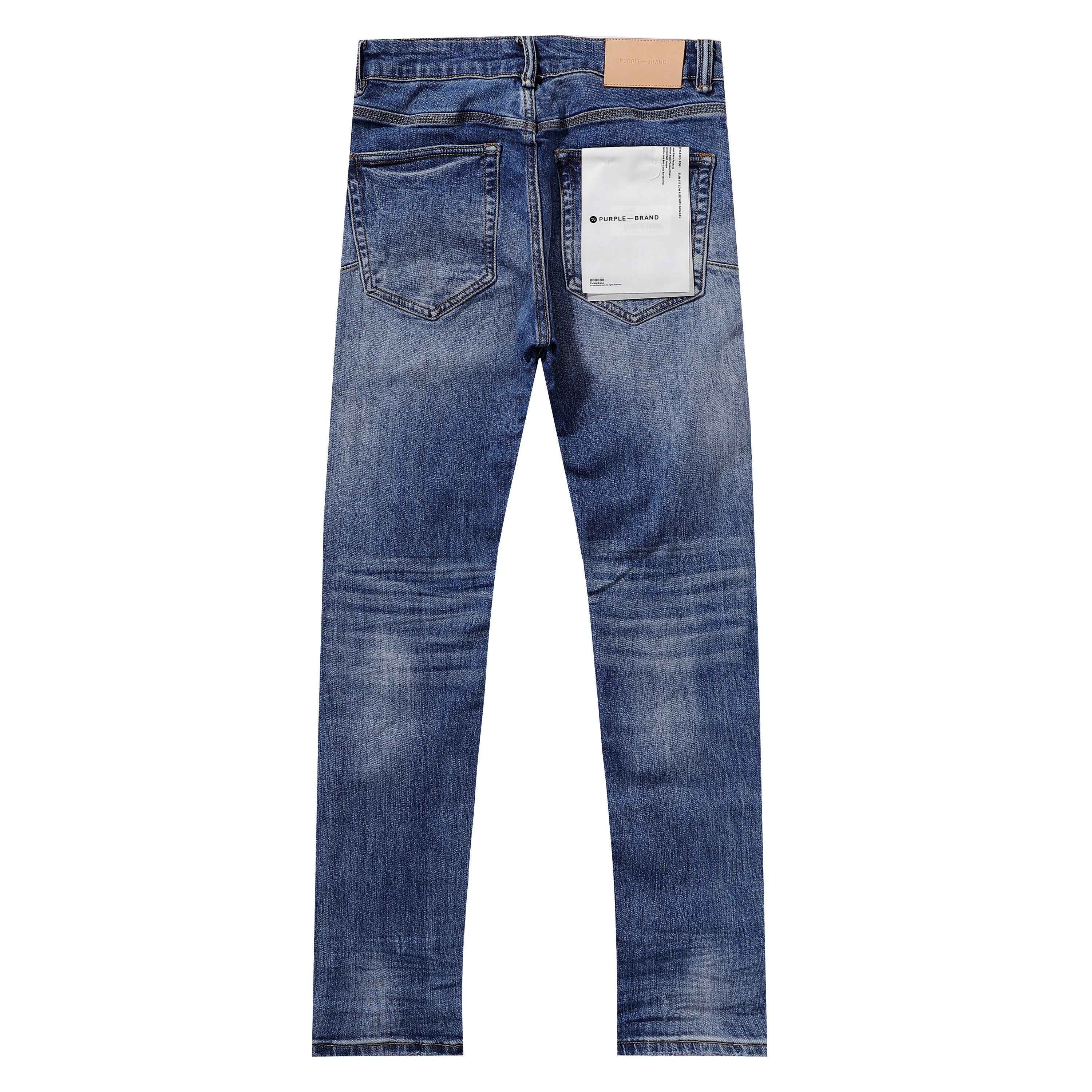 Purple‑Brand Medium‑Blue Multi Frayed Rip Distressed Straight Leg Jeans