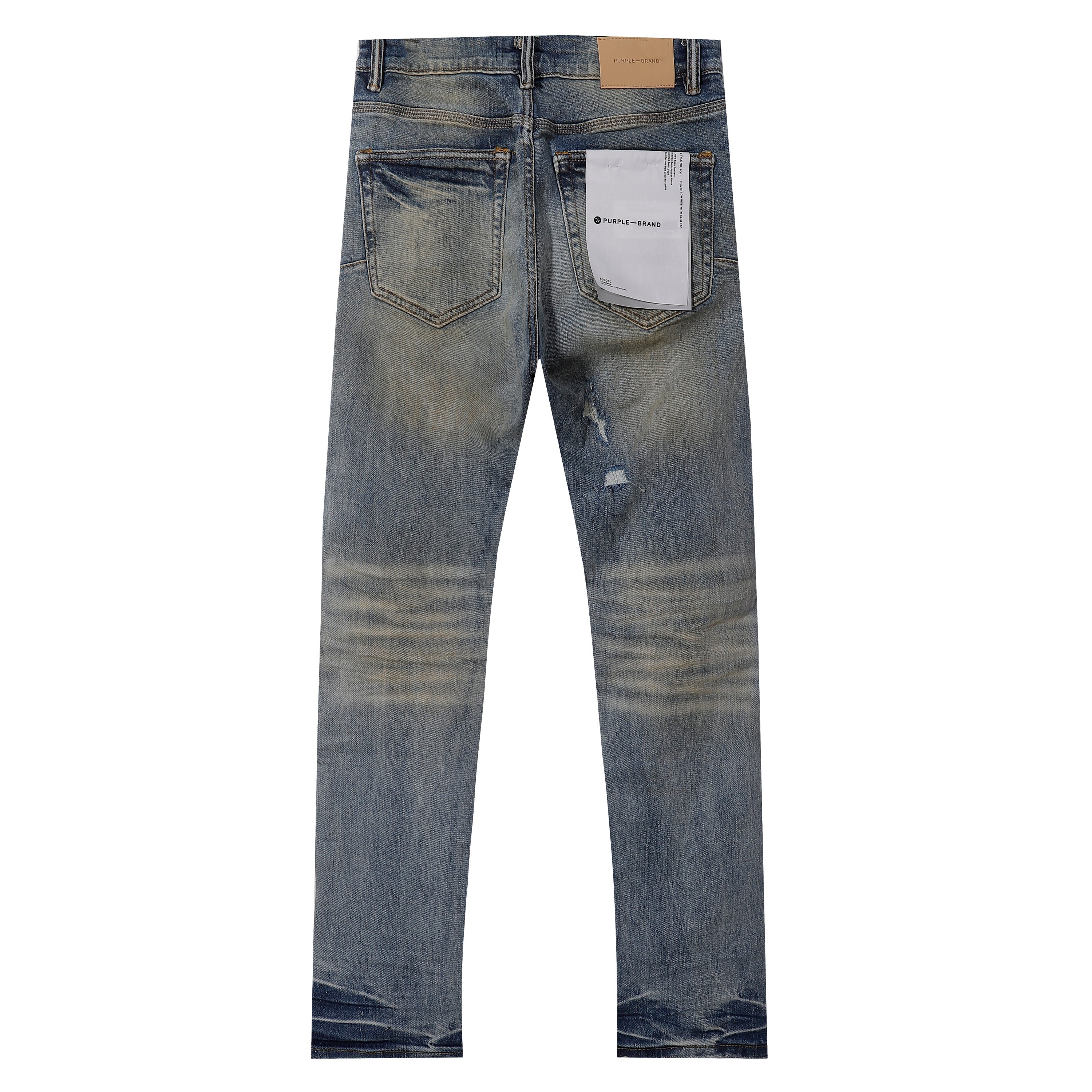 Purple‑Brand Vintage Washed Large Frayed Ripped Straight Leg Jeans