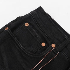 Purple‑Brand Black Faded Whisker Straight Leg Jeans