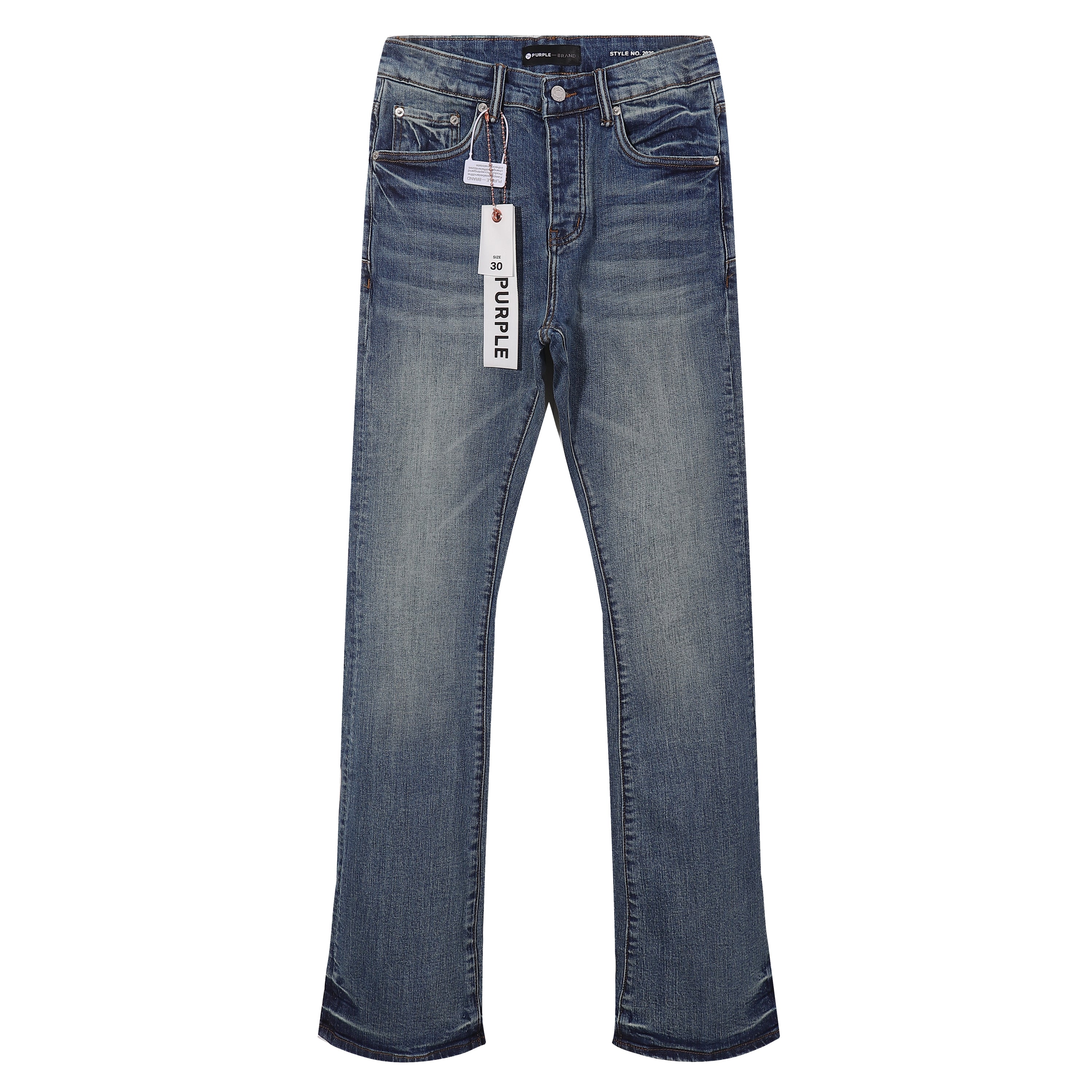 Purple‑Brand Vintage Blue Whisker Flare Jeans