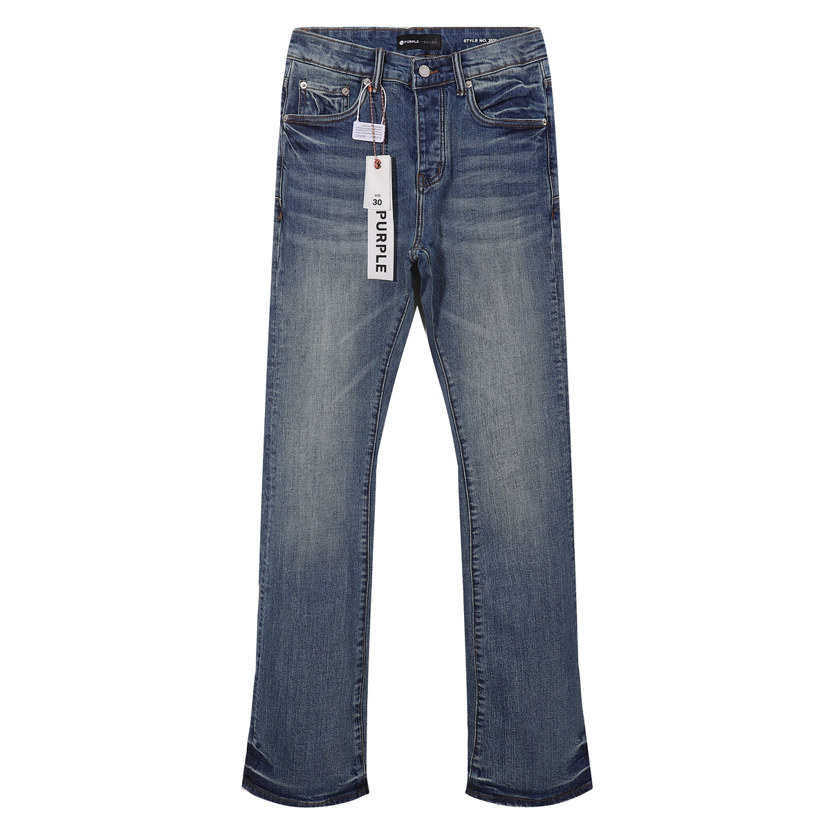 Purple‑Brand Vintage Blue Whisker Flare Jeans