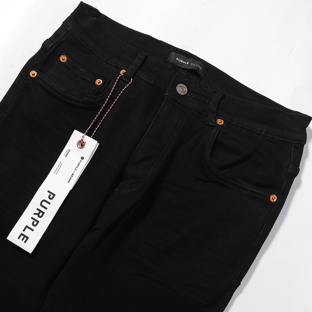 Purple‑Brand Solid Black Clean Straight Leg Jeans