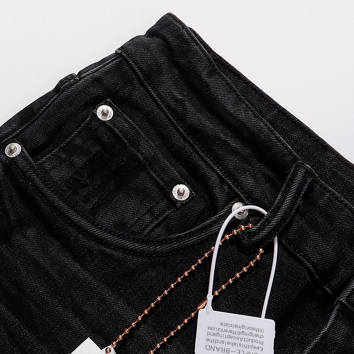Purple‑Brand Black Washed Knee Ripped Straight Leg Jeans