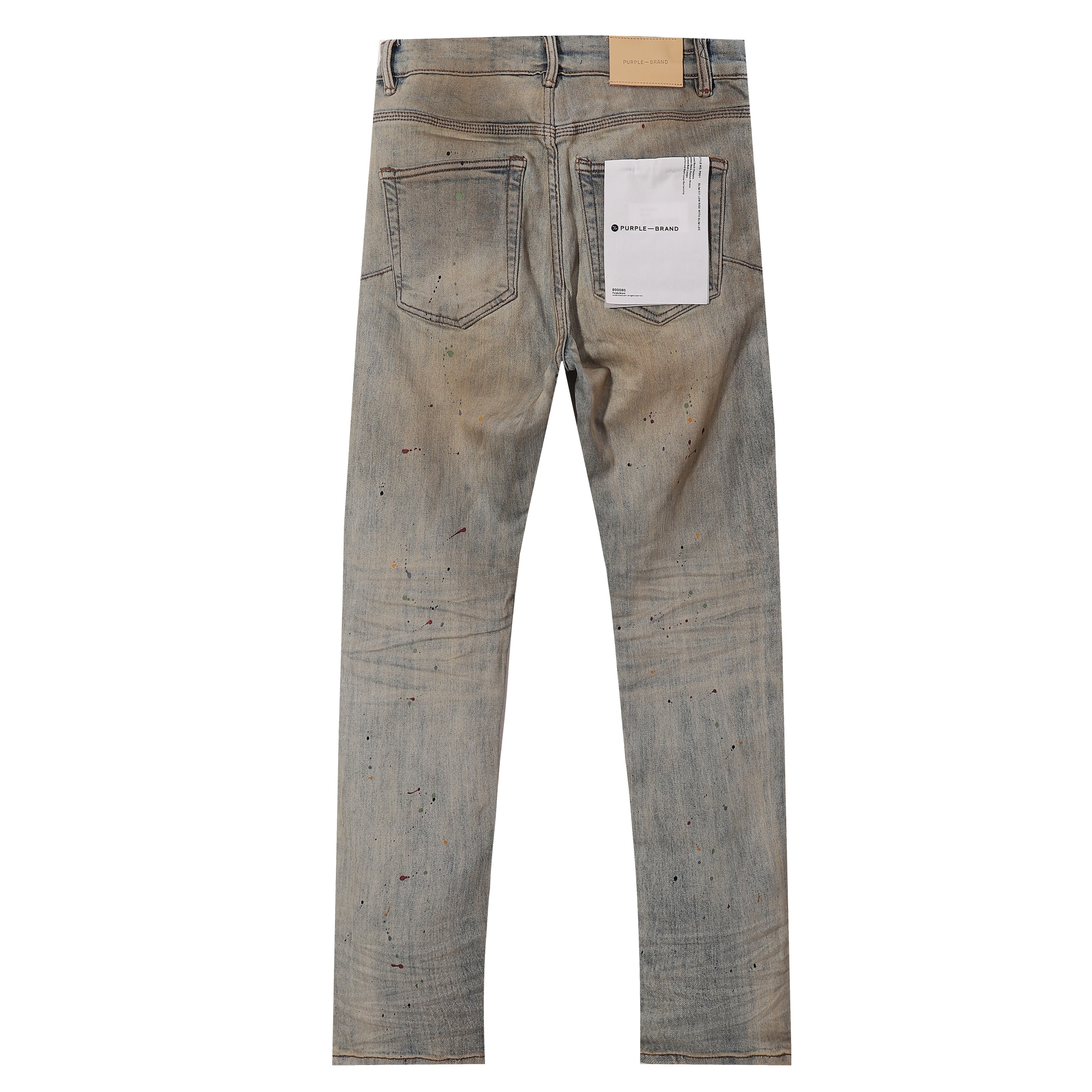 Purple‑Brand Vintage Sand Wash Paint‑Splatter Ripped Patch Straight Jeans