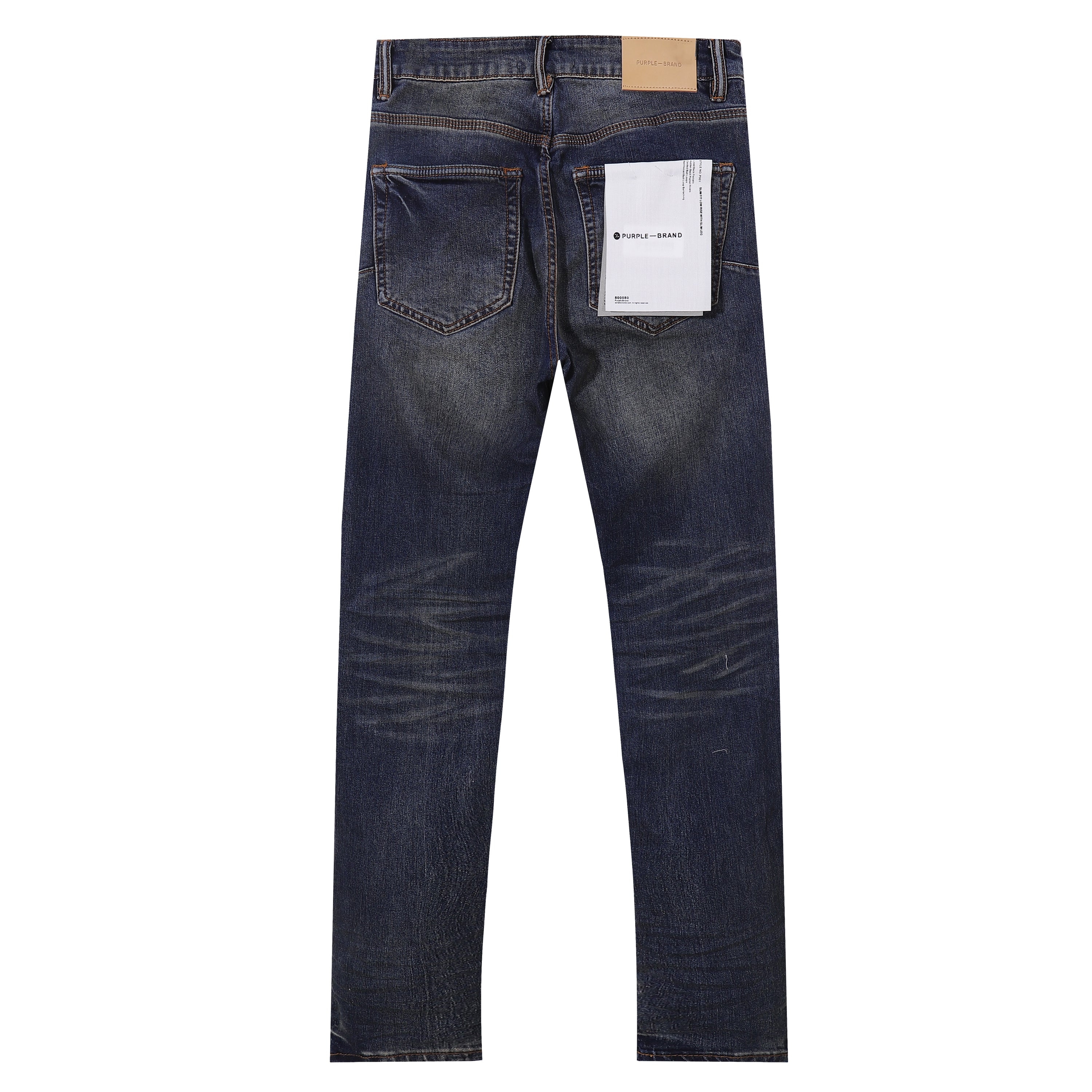 Purple‑Brand Men Dark Wash Straight Leg Jeans Vintage Faded Denim Pants Streetwear Casual Trousers