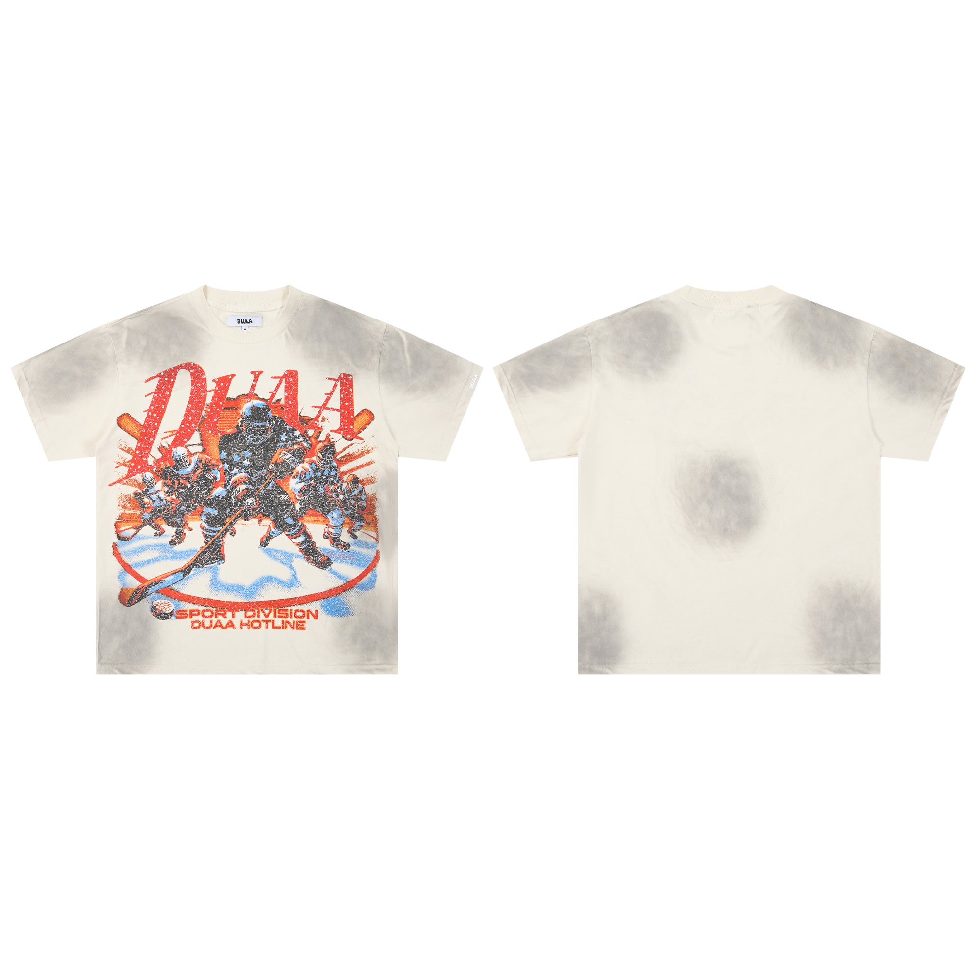DUAA Sport Division Ice Hockey Vintage Off White Cloud Washed T-Shirt